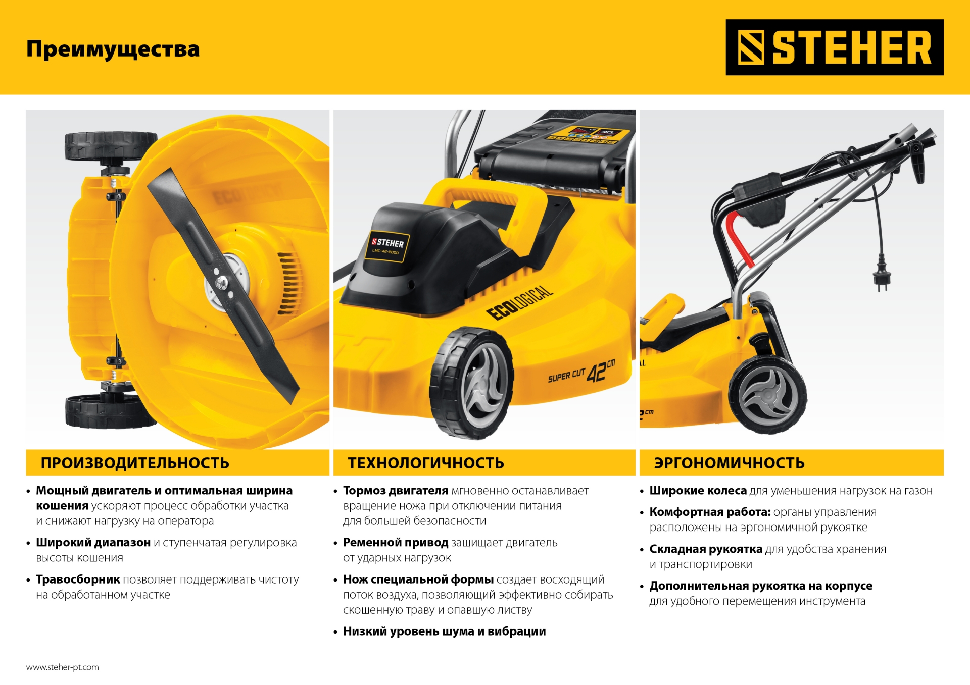 STEHER 1300 Вт, ш/с 33 cм, сетевая газонокосилка (LM-33-1300)
