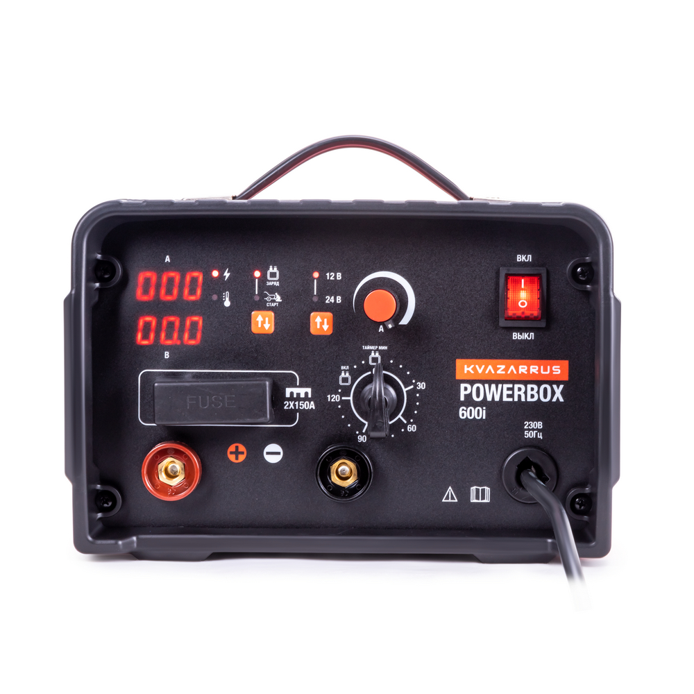 Инверторное пуско-зарядное устройство KVAZARRUS PowerBox 600i, таймер, алюминиевый кейс