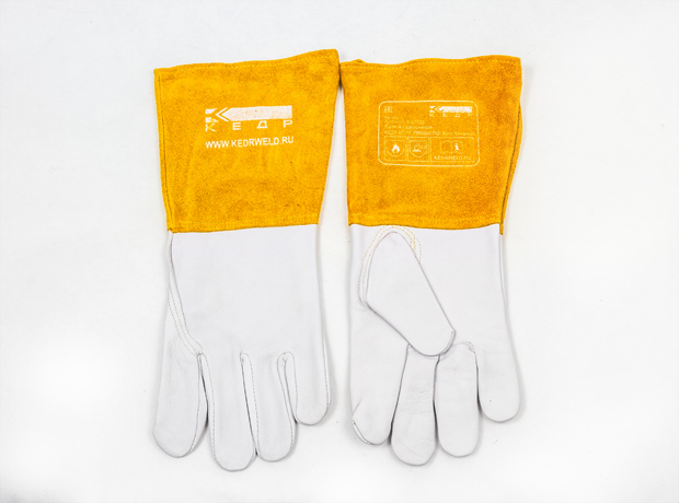 Краги сварочные КЕДР КС-17 ПРОФИ TIG, (S), бело-бежевые