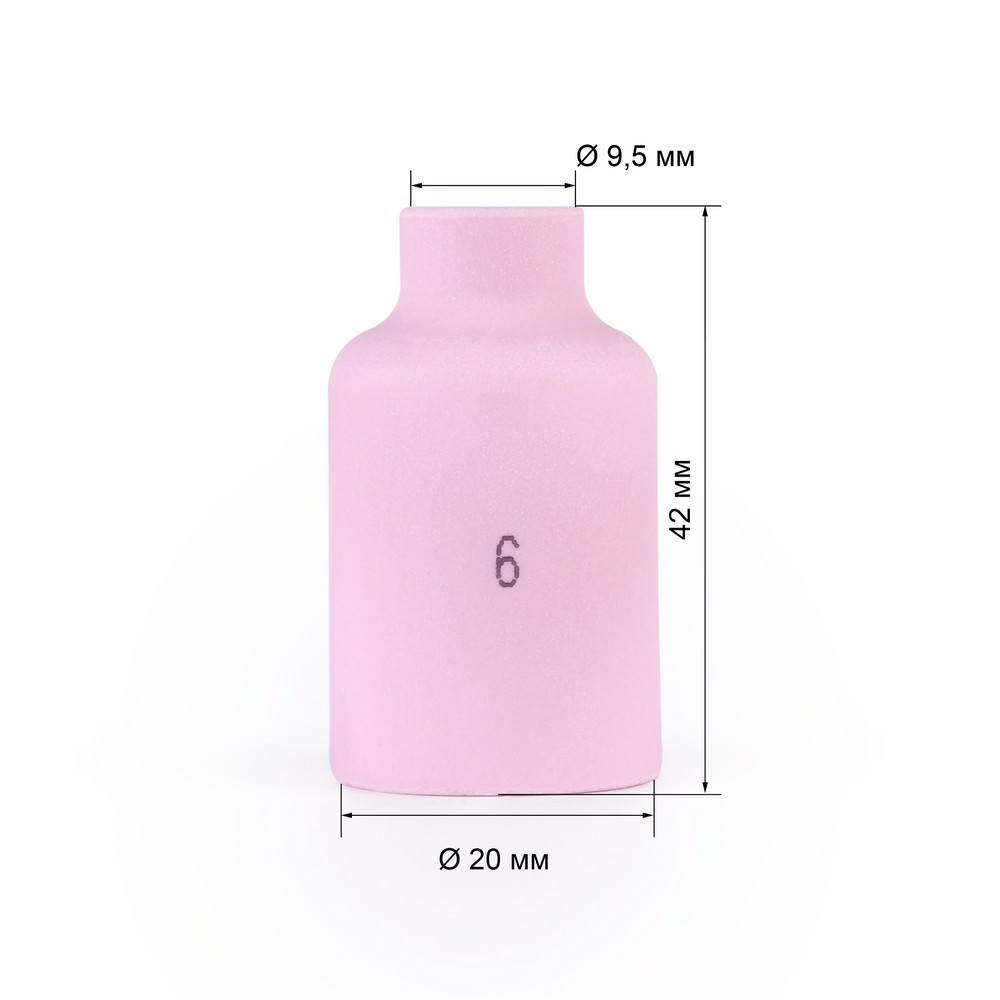Varteg Сопло керам. 9,5мм №6 газ.линза (701.0422/TC0033, 42мм, пр-во FoxWeld/КНР)