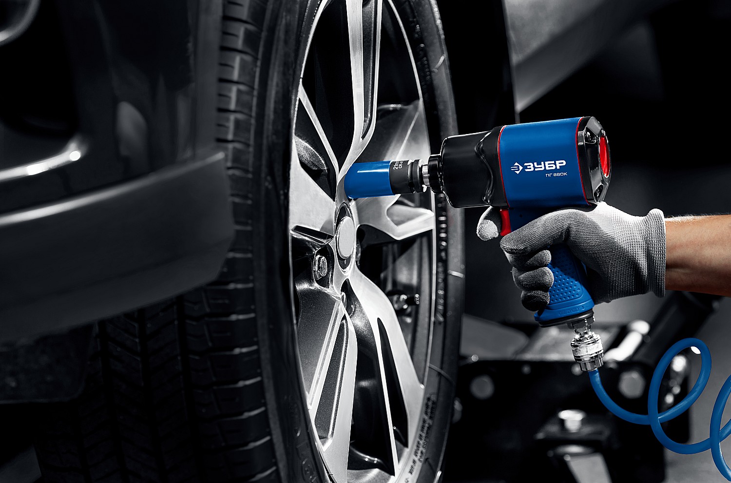 ЗУБР ПГ-880К, 1/2″, 880 Н·м, ударный пневматический гайковерт, Профессионал (64250)