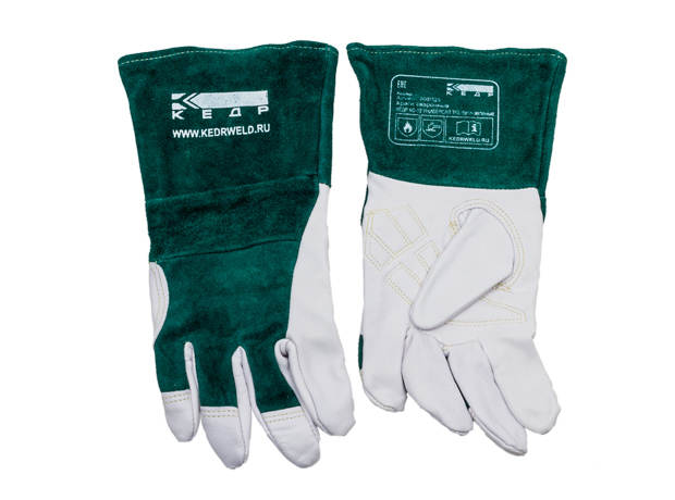 Краги сварочные КЕДР КС-18 УНИВЕРСАЛ TIG, (S), бело-зеленые