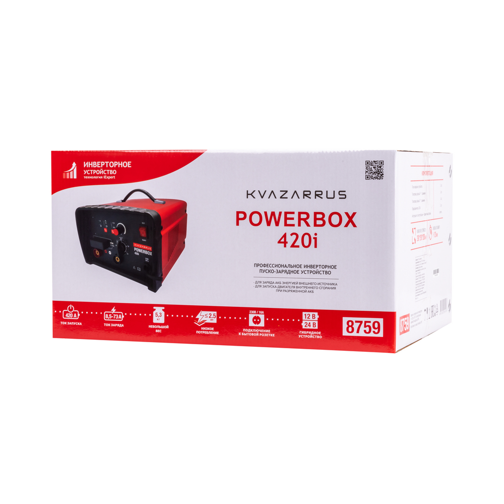 Инверторное пуско-зарядное устройство KVAZARRUS PowerBox 420i, таймер, цветная коробка